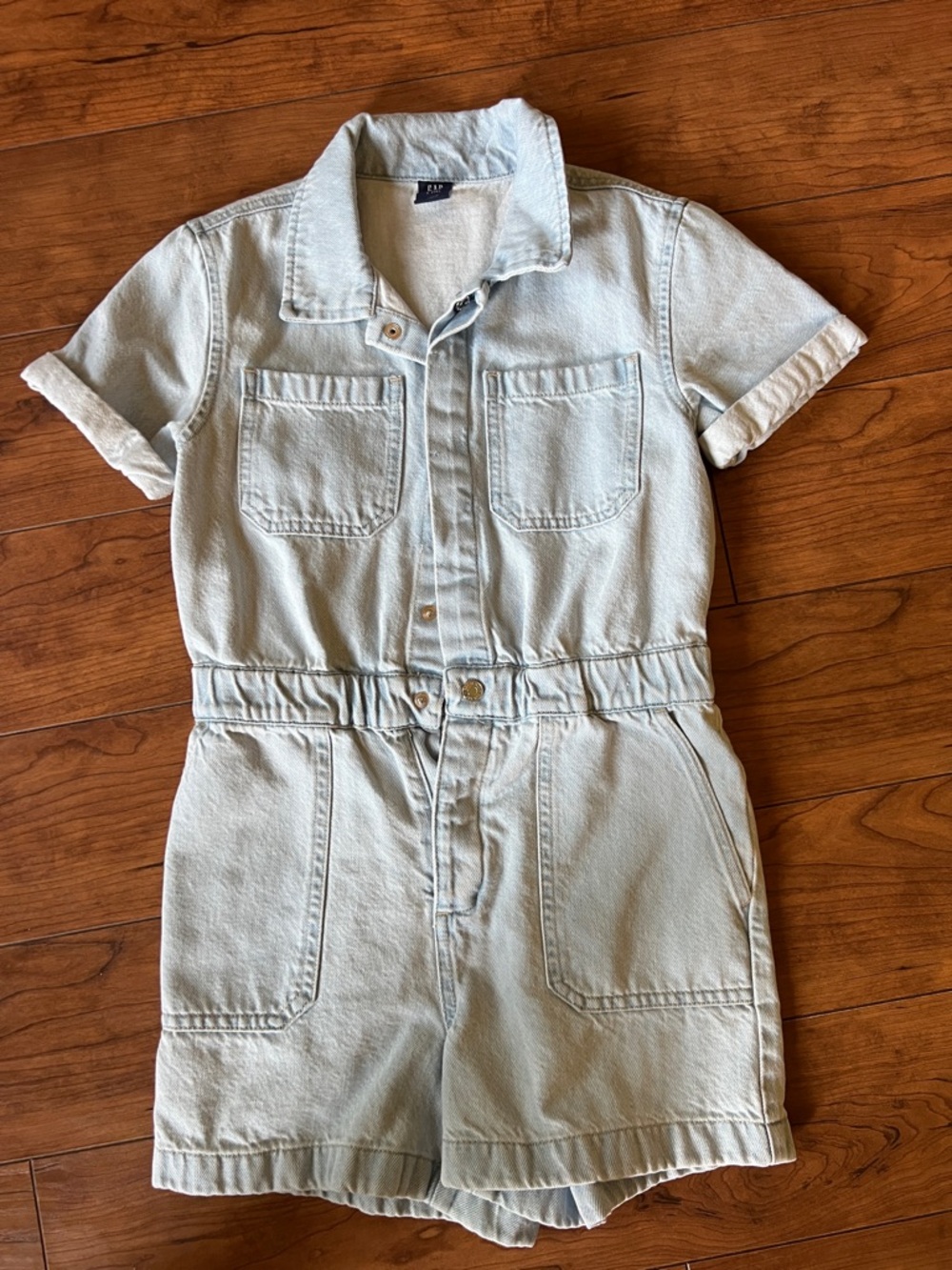GAP Light Denim Blue Short Sleeve One-Piece Romper